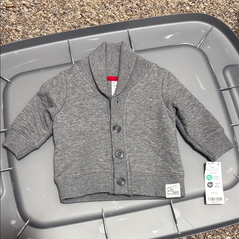 Carters Gray Baby Cardigan with Button Closure NWT
